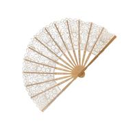 Éventail en dentelle brodée à motif creux - Accessoire de mariage - Accessoires de danse - Éventails portatifs pour mariée - Accessoire de mariage, Lait blanc, taille unique