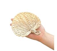 Éventail en feuille de palmier tissé à la main - Ventilateur d'été en rotin naturel | Éventail portable jaune pour décoration d'intérieur et accessoires de plage (S)