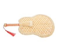 Éventail en Paille de Blé Rond Tissé, Léger, Traditionnel | Franges Décoratives, Poignée Renforcée Corde Rouge, Usage pour Fêtes et Plages, Couleur Beige