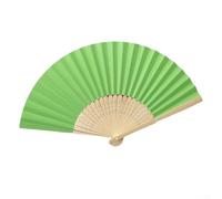 Éventail en papier pliable de style chinois de 21 cm, fait à la main en bois de soie vierge pour décoration de fête de mariage, cosplay, accessoires, loisirs créatifs, souvenirs (vert foncé)