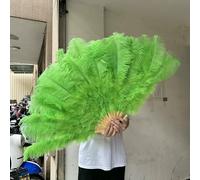 Éventail en plumes d'autruche bleu clair naturel, 70 cm x 100 cm, pliable, pour la danse burlesque, les mariages et autres spectacles - vert - 70 cm, main gauche, 1 pièce