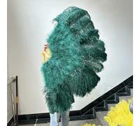 Éventail en plumes d'autruche bleu clair naturel, 70 cm x 100 cm, pliable, pour la danse burlesque, les mariages et autres spectacles - Vert foncé - 70 cm, main droite, 1 pièce