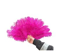 Éventail en Plumes Naturelles de Rose 15 os for Les Fans Danse Spectacle fête Carnaval Pliable à la Main moelleuses 70x40(Rose,1 PCS 70cmx40cm Left)