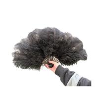 Éventail en Plumes Naturelles de Rose 15 os for Les Fans Danse Spectacle fête Carnaval Pliable à la Main moelleuses 70x40(Black,2 PCS 70cmx40cm)