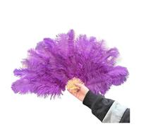 Éventail en Plumes Naturelles de Rose 15 os for Les Fans Danse Spectacle fête Carnaval Pliable à la Main moelleuses 70x40(Purple,2 PCS 70cmx40cm)