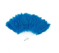 Eventail en Plumes (Noir, Rose, Bleu, Vert, Orange, Jaune, Blanc, Rouge) (Bleu Turquoise)