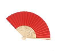 Éventail en soie artisanal mettant en valeur l'art chinois sur un seul côté avec baleines en bois solides pour une performance de pliage constante (rouge)