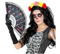 Eventail en tissu Dia de los Muertos