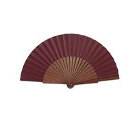 Éventail Espagnol Artisanal - Éventail en Bois de Sipo et 100% Coton - Mini Éventail de Poche pour Homme et Femme (Rouge)