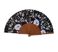 Éventail Espagnol Manuela - Bois et Coton - 23 cm - Étui et Housse en Jute - Accessoire de Mode - Fait Main en Espagne - Événements et Cadeaux - Collection de châles - Tusitala Barcelona