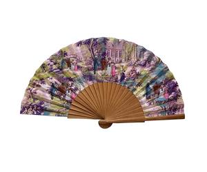 Éventail Espagnol Paseo - Bois et Coton - 23 cm - Housse et étui en Jute - Accessoire de Mode - Fabriqué en Espagne - Événements et Cadeaux - Collection Fansofart - Tusitala Barcelona