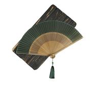 Eventail Éventail Pliant sculpté for fête de Mariage, Accessoire de Danse à la Main, Artisanat d'art, éventail Antique Creux en Bois Vintage(Dark Green)