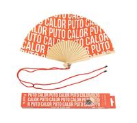 Éventail - FISURA - Éventail moderne - Rouge - Message 'P*ttain de chaleur' - 42,5 x 23 cm