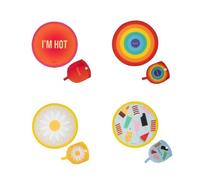 fisura. - Éventail rond pliable. Ventilateur à main pliable original. Frisbee pliable. Éventail portable pour fêtes. 20 cm. (Mixte, 4 unités)