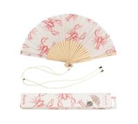 fisura. - Éventail original avec impression d'un homard. Éventail moderne et coloré en bois. Éventail blanc et rouge. Dimensions : 42,5 x 23 cm. Bois et textilez