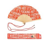 Fisura. - Éventail Original avec Message - Moderne et Amusant en Bois Pliant avec Cordon - Dimensions : 42,5 x 23 cm - Bois et Textile (Hot, Motif Rouge)