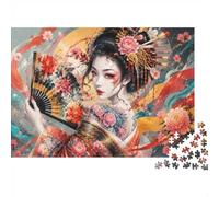 Éventail Fleur Femme 1000pcs Mini Puzzle pour Famille Difficile | 38x26cm Carton Décor Salon Structure Durable Cadeau Anniversaire Soulagement Anxiété
