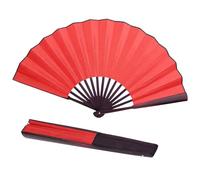 eventail,Grand Ventilateur Pliant,grand eventail,éventail grande taille,Grand Éventail en Soie Pliable Rouge en Soie,Ventilateurs à Main pour Performance,Festival, événements, Cadeau, Artisanat(Rouge)