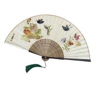 Eventail Japonais Decoration éventail Éventail Pliant en Bambou À Motif De Libellule, Éventail À Main Pliable avec Cadre en Bambou, Éventail De Danse Pliable pour La Maison éventail Japonais(Beige)