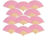 Eventail - Mariage - 12pcs - Pliant - Rose - Bambou et Papier - 37x21 cm