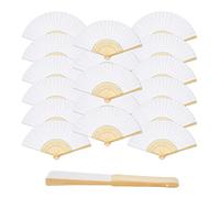 Eventail Mariage, 18 Pièces Eventail Papier Pliants Blanc Manche, Éventail à Main en Bambou, Chinois Mariage pour Cadeau Fête Déco, Peinture Calligraphie DIY, Party Anniversaire Baptême Noël