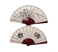 Éventail mural chinois en soie fabriqué à la main, 25,4 cm, décoration orientale élégante à suspendre pour salon, bureau, art asiatique traditionnel pour artefact (1)