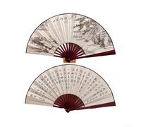 Éventail mural chinois en soie fabriqué à la main, 25,4 cm, décoration orientale élégante à suspendre pour salon, bureau, art asiatique traditionnel pour artefact (5)