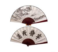 Éventail mural en soie fabriqué à la main de 25,4 cm avec design chinois et japonais, décoration d'intérieur orientale élégante pour salon, chambre à coucher ou bureau (3)