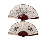 Éventail mural en soie fabriqué à la main de 25,4 cm avec design chinois et japonais, décoration d'intérieur orientale élégante pour salon, chambre à coucher ou bureau (1)