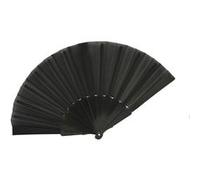P'tit Clown - 72986 - Éventail Pliable en Tissu pour Femme - Accessoire de Déguisement - pour Carnaval, Fêtes à Thèmes, Cosplay, Manga, Danse, Mariage, Décoration - Noir - 40 cm