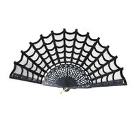 Fiestas Guirca Éventail gothique – Accessoire de costume Halloween et fêtes historiques – Noir