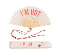 Fisura. - Éventail Original Moderne et Amusant en Bois Avec Message et Cordon - Dimensions : 42,5 x 23 cm - Bois et Textile (Hot, Beige)