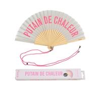 fisura. - Éventail original avec message. Éventail moderne et amusant en bois Éventail pliant. Éventail avec cordon pour éventail. Dimensions : 42,5 x 23 cm. Bois et textile. (Chaleur, gris)