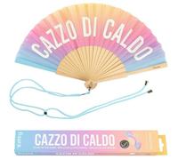 fisura. Fisura - Éventail Original Message “c*zzo di Caldo”. Éventail dégradé en Bois. Cordon pour éventail. Brille dans l'obscurité. 42,5 x 23 cm.