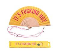 FISURA - Éventail original avec message f.cking hot. Éventail moderne et amusant en bois. Éventail rose et jaune. Mesures : 42,5 x 23cm. Bois et textile. ACA23116 Jaune