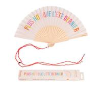 Éventail original - Fisura - Éventail moderne “Plus hot que l'été dernier"" beige. Avec cordon pour éventail. 42,5 x 23 cm.