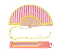 Éventail original - Fisura - Éventail moderne “Rayures"" rose et jaune. Avec cordon pour éventail. Cadeau original. 42,5 x 23 cm.