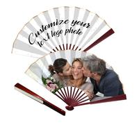 Eventail Personnalisable Pliant avec Photo, Ventail Pliant sur Mesure avec Personnalisable Logo/Texte, Personnalisés Cadeaux Mariage Fête Décorer Eventails décoratifs en Bambou
