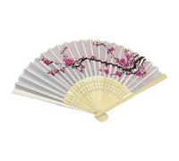 Éventail pliable à main, éventail pliable en tissu de soie, ventilateur chinois pliable de 8,26 pouces - Fan classique imprimée de fleurs de prunier de la fan chinoise du tissu d'art pour la mise en
