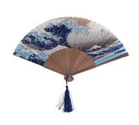 Éventail Pliable à Main - Ventilateur Vintage à Pompons de Style Japonais | Éventail Traditionnel pour Femme pour se rafraîchir, décoration Murale, Ventilateur Pliable pour Chambre, Mariage, fête et