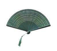 Éventail pliable classique fait main, tout en bambou, accessoires de danse simples, éventails en soie, éventail décoratif pliable(Green Dragonfly)
