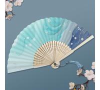 Éventail pliable de style chinois, éventails en bambou, tissu de soie, pour décoration murale, décoration de mariage (style 5)
