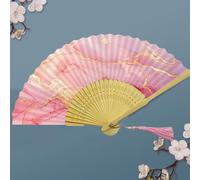 Éventail pliable de style chinois, éventails en bambou, tissu de soie, pour décoration murale, décoration de mariage (style 8)