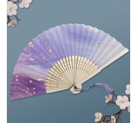 Éventail pliable de style chinois, éventails en bambou, tissu de soie, pour décoration murale, décoration de mariage (style 1)