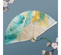 Éventail pliable de style chinois, éventails en bambou, tissu de soie, pour décoration murale, décoration de mariage (style 6)