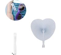 Éventail pliable en forme de cœur, bricolage d'éventails en papier, design portable, couleur blanche, en forme de cœur, 50pcs
