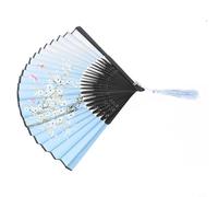 Éventail pliable en soie avec pompon pour invités de mariage - Élégante décoration de fête prénuptiale et enterrement de vie de jeune fille, style papier blanc, 21 cm (10#)