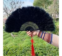 Éventail pliable - Éventail à plumes - Éventail pliable - Vintage - Pour mariage, cadeau, été, fête, carnaval, accessoire de costume