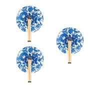Fisura - Éventail pliable à fleurs bleues. Modèle original en papier. Pai pai aux tons bleu et blanc. Souvenir idéal pour invités de mariage. Accessoire raffiné pour fêtes et cérémonies. Lot de 3.