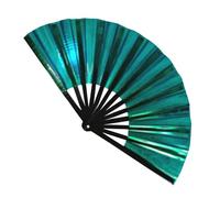 Éventail pliable holographique pour festivals et fêtes - Éventails de Kung Fu pour danse en ligne, ventilateur portable en bambou pour raves, spectacles, événements en plein air, cadeau pour les